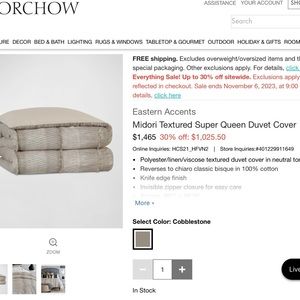 Horchow Queen Duvet. Never Used.